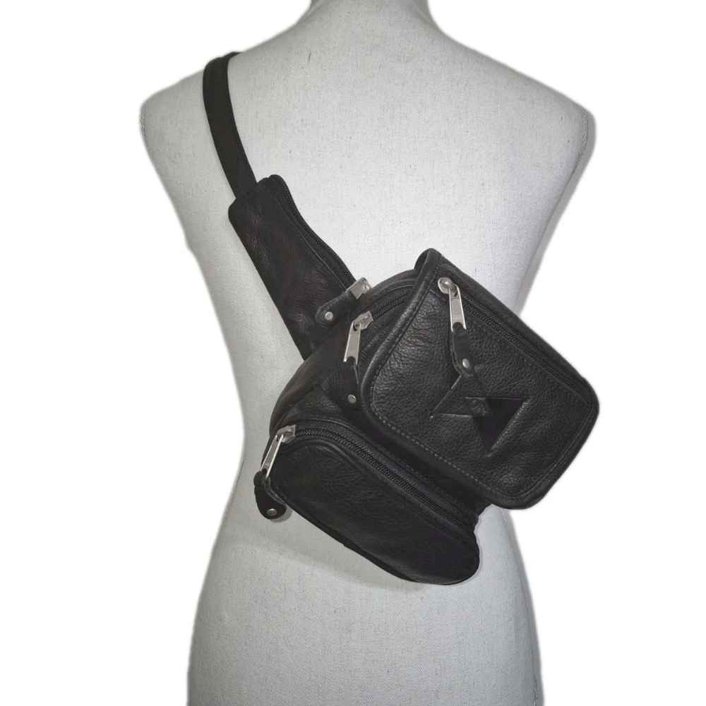 New Canyon Outback Premium Tumbled Leather Fanny Pack Waist Belt Slingbag Bag